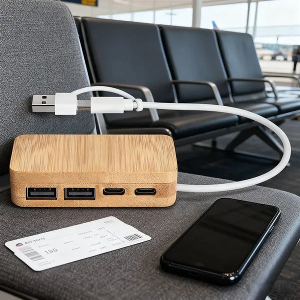 Multifunctional Bamboo USB Hub Distributor