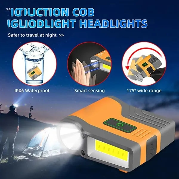 Mini Hand Free Rechargeable IPX6 Smart Hat Flashlight