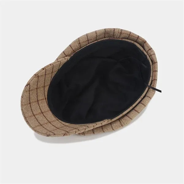 Autumn New British Checkered Octagonal Hat