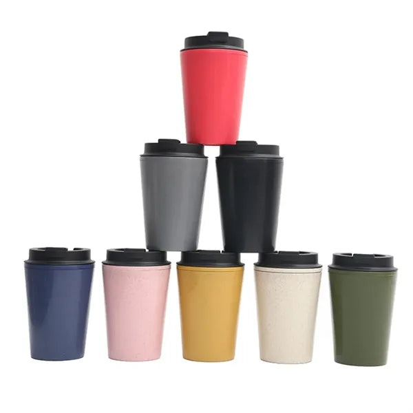 Eco-Friendly Wheat Straw Travel Mug with Lid