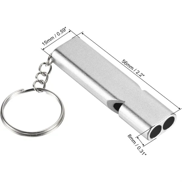 Double Tubes Whistle with Keychain