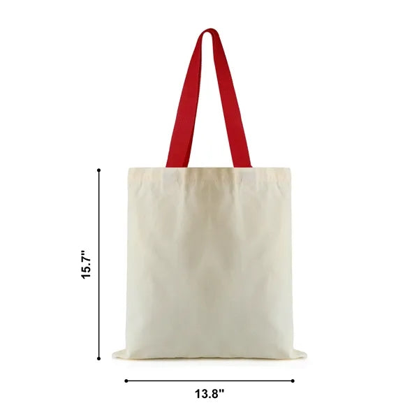 12 oz. Cotton Canvas Tote Bag with Colored Handles
