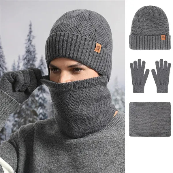 Winter Hats Scarf and Gloves Set for Men