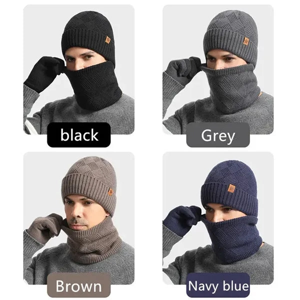 Winter Hats Scarf and Gloves Set for Men