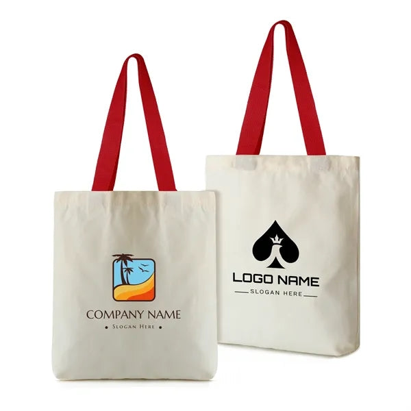 12 oz. Cotton Canvas Tote Bag with Ribbon Accent Handles