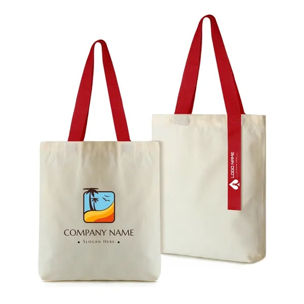 12 oz. Cotton Canvas Tote Bag with Ribbon Accent Handles