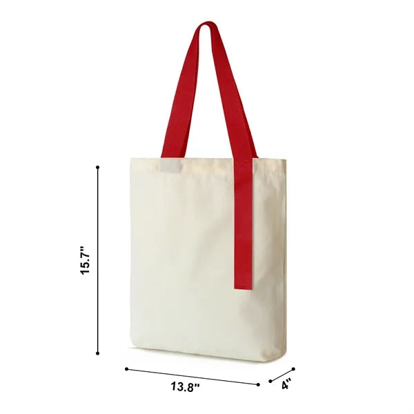 12 oz. Cotton Canvas Tote Bag with Ribbon Accent Handles