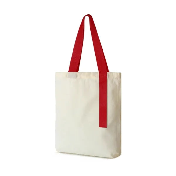12 oz. Cotton Canvas Tote Bag with Ribbon Accent Handles