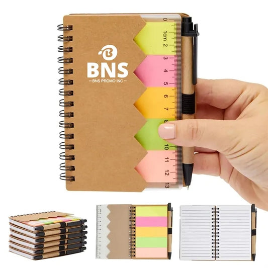 Small Spiral Steno Sticky Notepad Pocket Notebook Pen Set