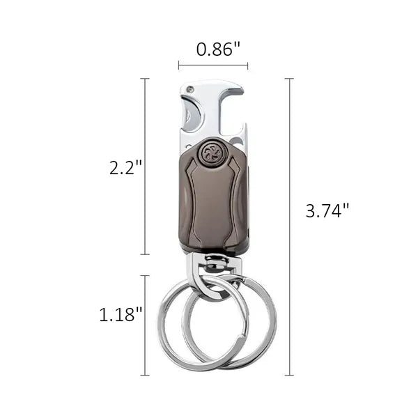 Key Ring with Cutter Bottle Opener 360 degree Rotating Gyro