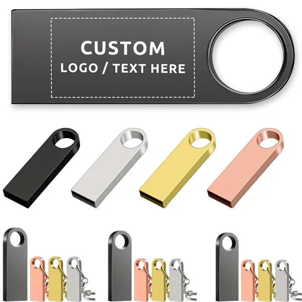 High-Speed USB 32GB Metal Flash Drive with Keychain