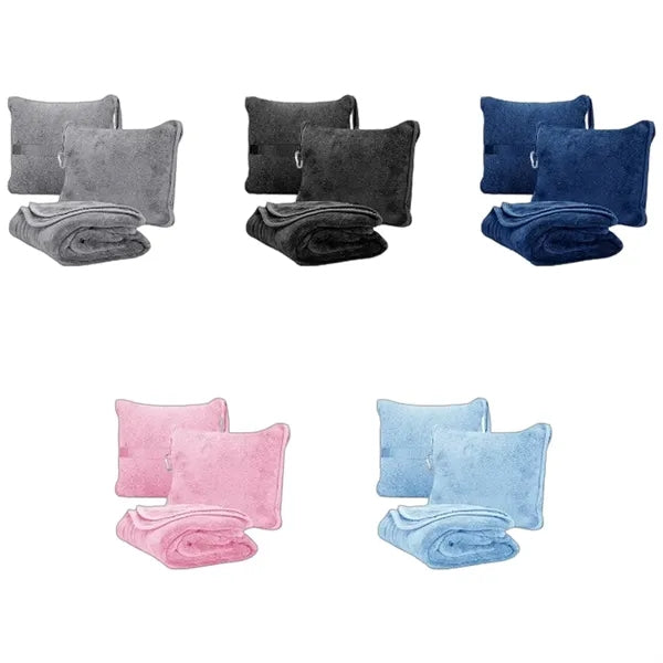 Portable 2-in-1 Flannel Travel Pillow Blanket for Winter