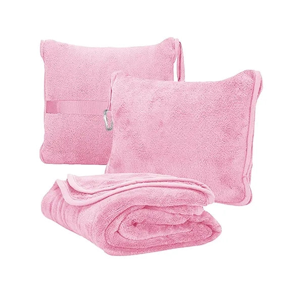 Portable 2-in-1 Flannel Travel Pillow Blanket for Winter