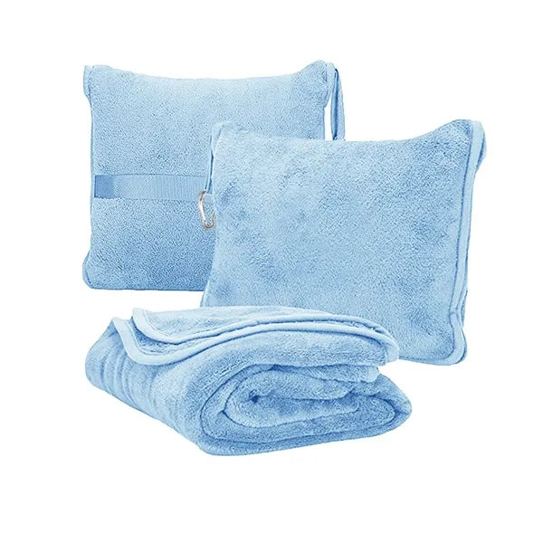 Portable 2-in-1 Flannel Travel Pillow Blanket for Winter
