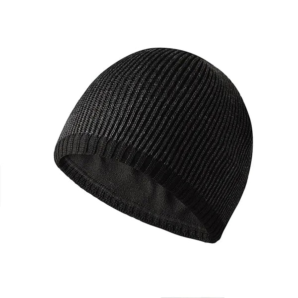 Men's two-tone straight brim warm knitted hat