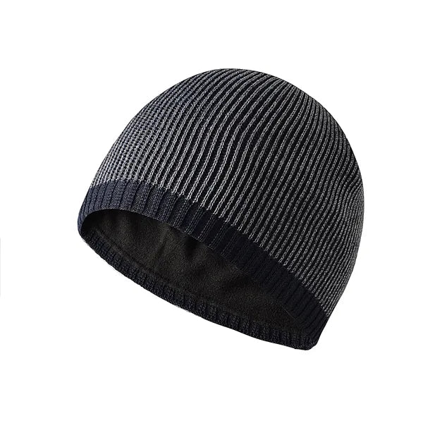 Men's two-tone straight brim warm knitted hat