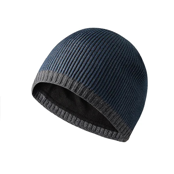 Men's two-tone straight brim warm knitted hat
