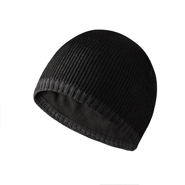 Men's two-tone straight brim warm knitted hat