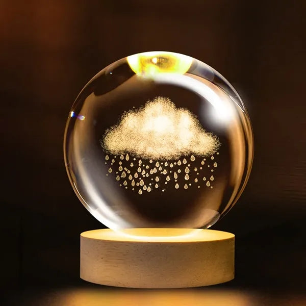 3D Glass Crystal Ball Night Lamp Multicolor LED Light