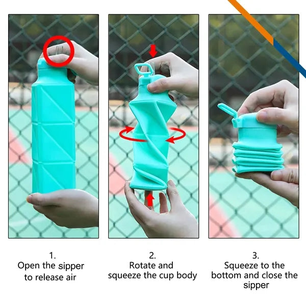 Kenneth Silicone Collapsible Water Bottle - 22 OZ.