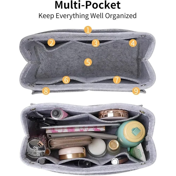 Felt Purse Organizer Insert for Tote Bag with Multi Pockets
