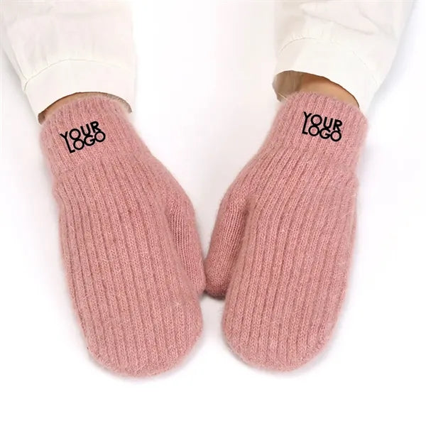 Women Winter Thick Fleece Knit Mittens Gloves