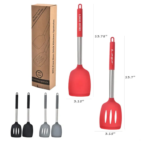 Dual Silicone Solid Turner Set with Non-Stick Slotted Design