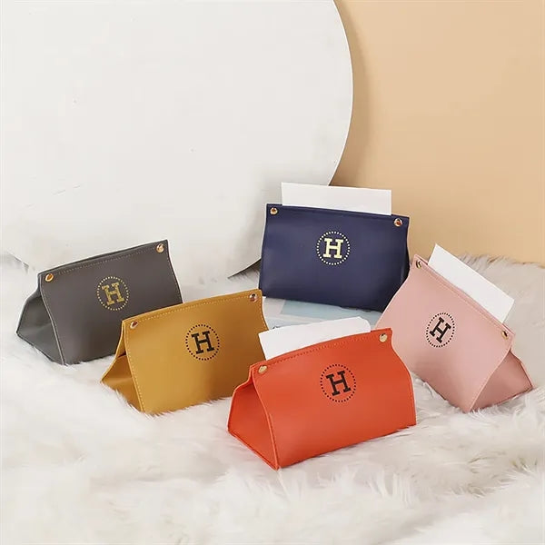 Leather tissue box