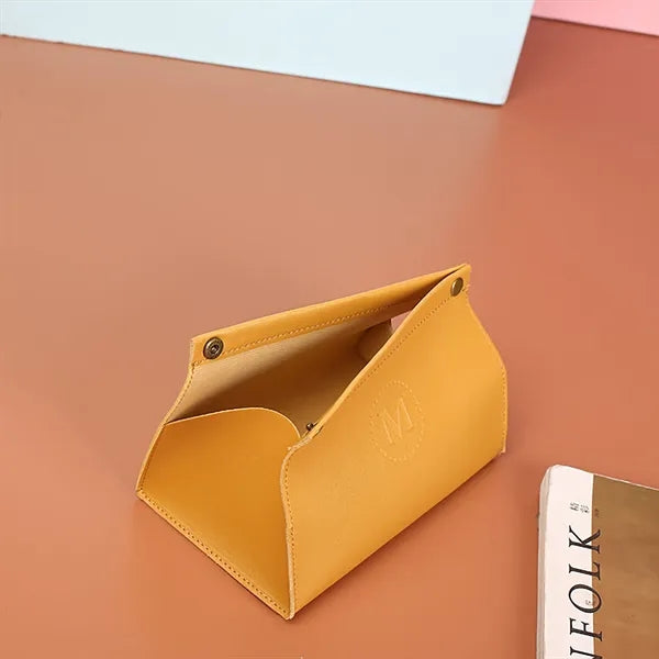Leather tissue box