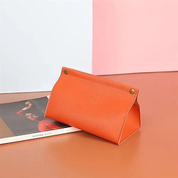 Leather tissue box