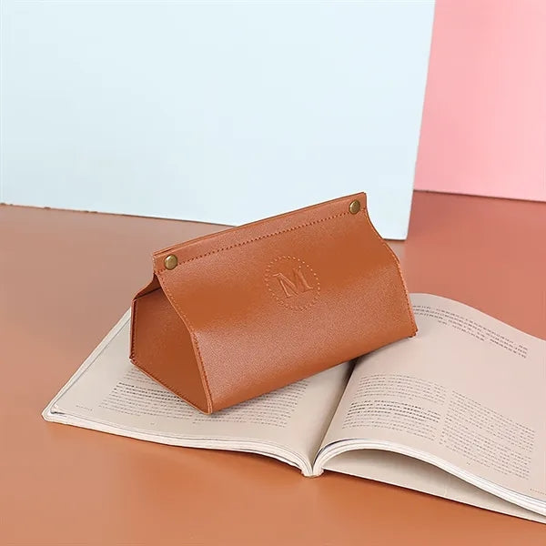 Leather tissue box