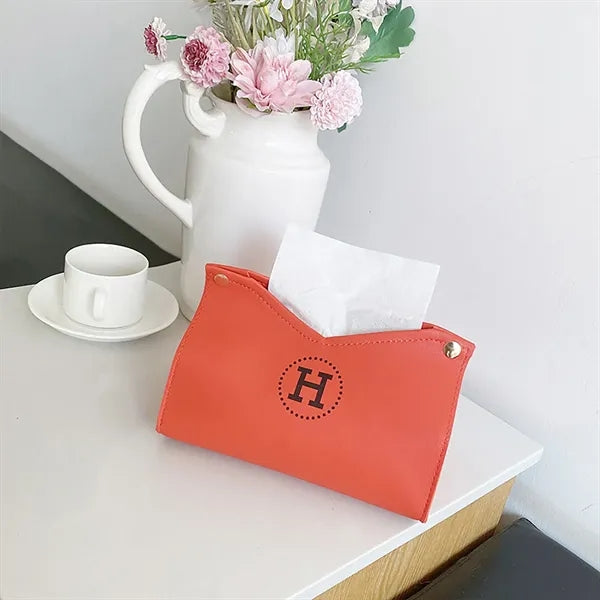 Leather tissue box