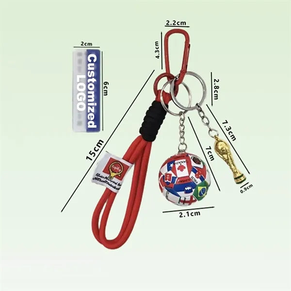 World Cup Keychain Set - Soccer Ball Trophy Backpack Charm