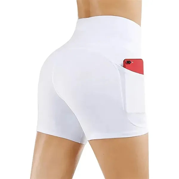 High Waist Breathable Polyester Workout Shorts w/ Pockets
