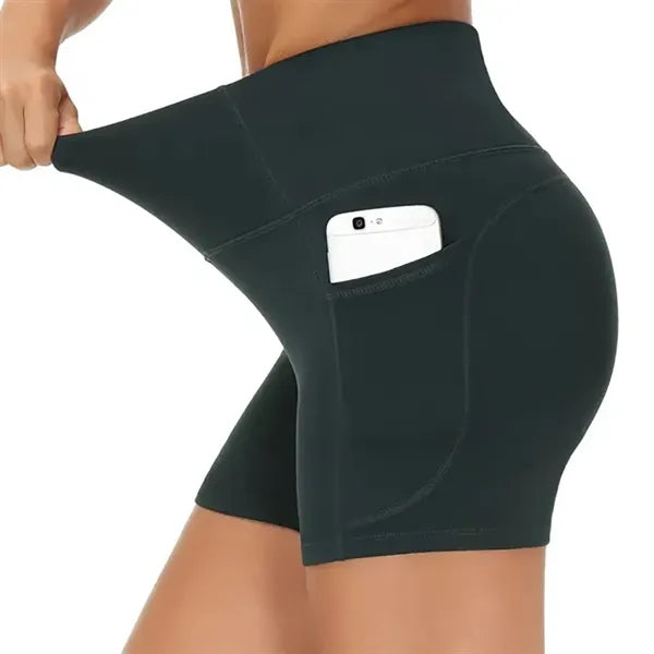 High Waist Breathable Polyester Workout Shorts w/ Pockets