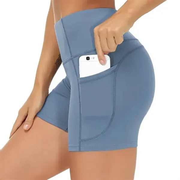 High Waist Breathable Polyester Workout Shorts w/ Pockets