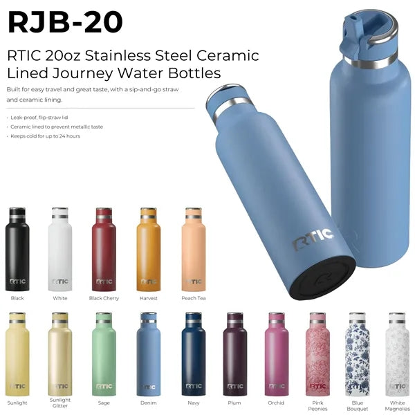 RTIC 20oz Stainless Steel Ceramic-Lined Journey Water Bottle