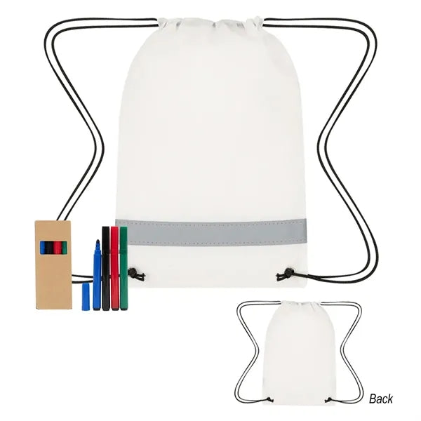 Lil' Bit Reflective Non-Woven Coloring Drawstring Bag Wit...
