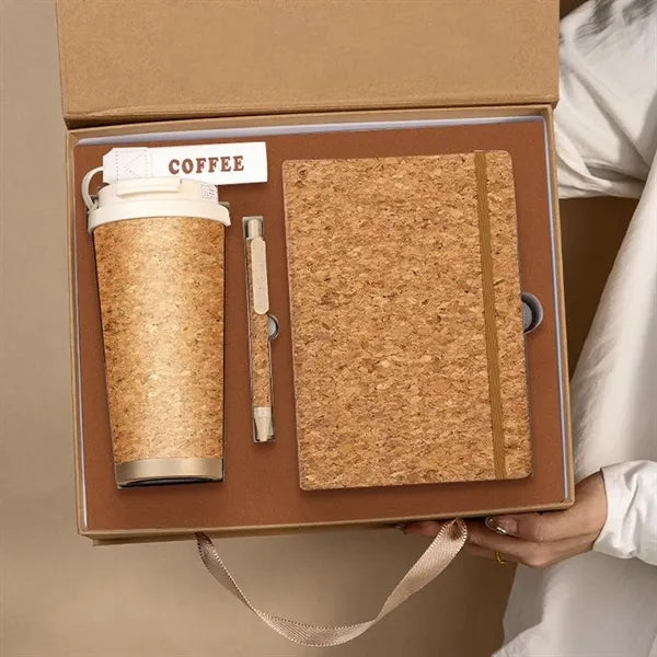 Sustainable Cork Notebook, Pen & Tumbler Gift Set