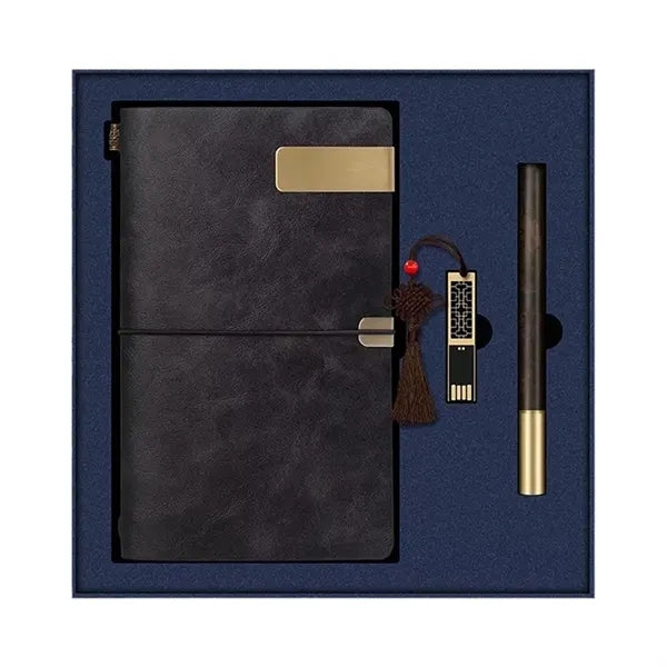 Oriental Style A6 Notebook Set w/Pen & USB Drive