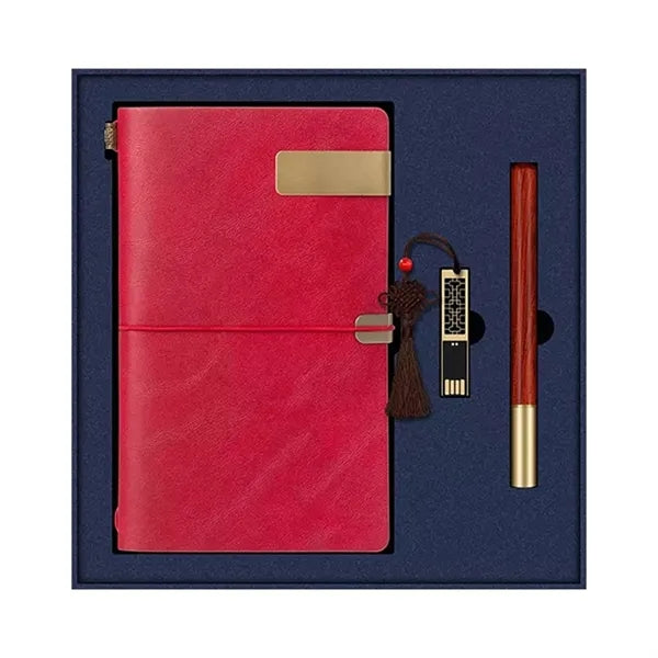 Oriental Style A6 Notebook Set w/Pen & USB Drive