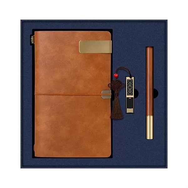Oriental Style A6 Notebook Set w/Pen & USB Drive