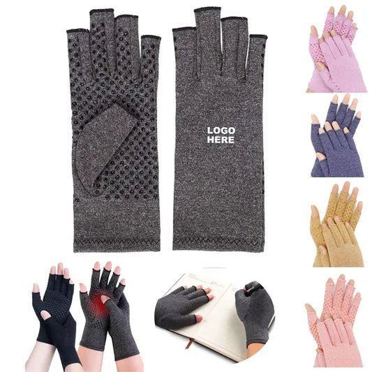 Fingerless Compression Gloves with Dot Rubber Grips
