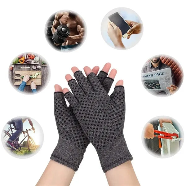 Fingerless Compression Gloves with Dot Rubber Grips