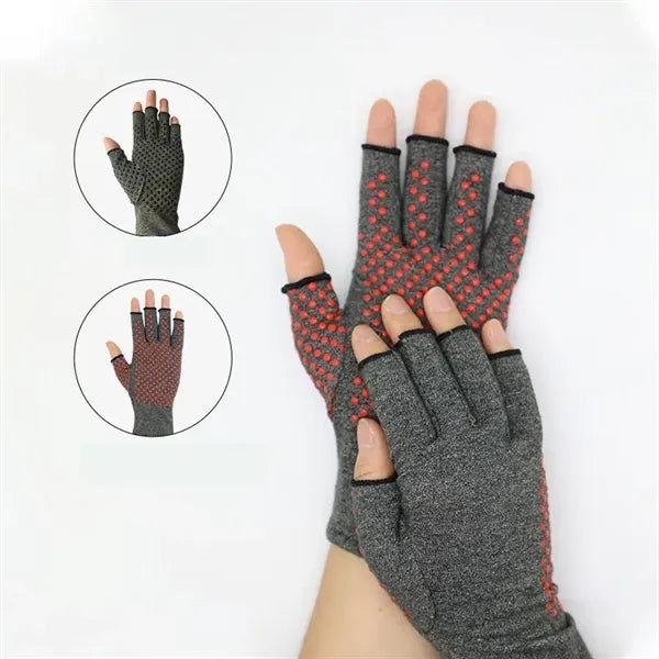 Fingerless Compression Gloves with Dot Rubber Grips