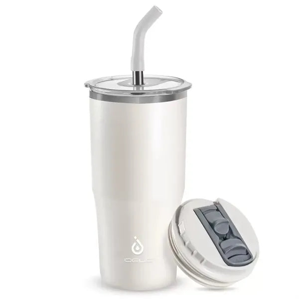 24oz Double-lid straw stainless steel insulated cup
