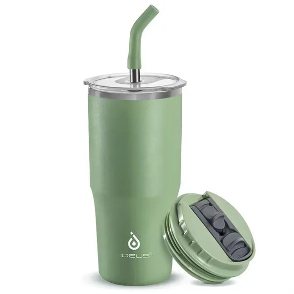 24oz Double-lid straw stainless steel insulated cup
