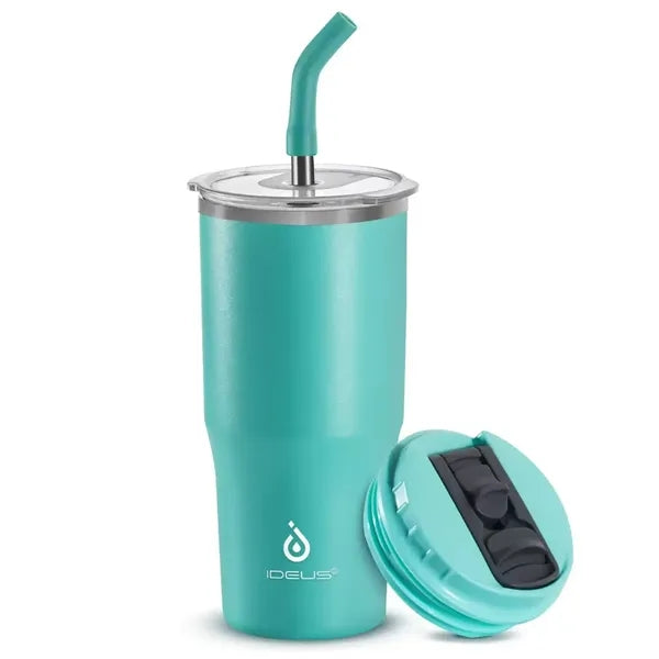 24oz Double-lid straw stainless steel insulated cup