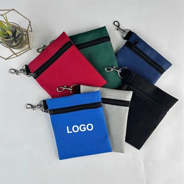 Golf Accessory Pouch with Zipper and Clip