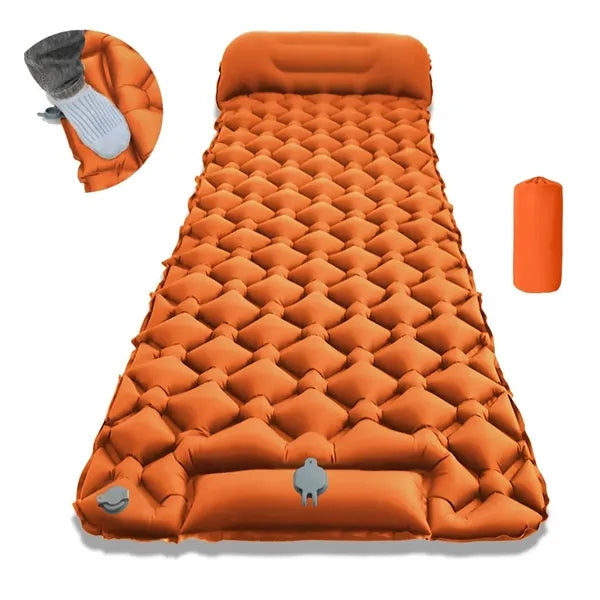 Built-in Foot Pump Inflatable Camping Sleeping Pad